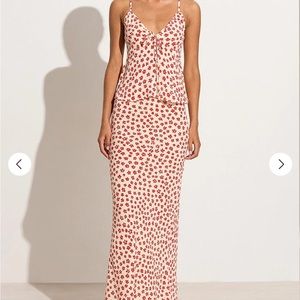 Faithfull the Brand red and white floral set, SKIRT & TOP